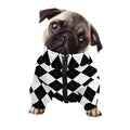 White And Black Argyle Pattern Print Dog Zip Up Jacket