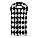 White And Black Argyle Pattern Print Double Neoprene Wine Tote