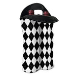 White And Black Argyle Pattern Print Double Neoprene Wine Tote