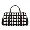 White And Black Argyle Pattern Print Duffel Bag