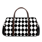 White And Black Argyle Pattern Print Duffle Bag