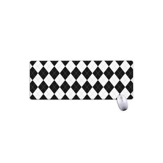 White And Black Argyle Pattern Print Extended Mouse Pad