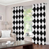 White And Black Argyle Pattern Print Extra Wide Grommet Curtains