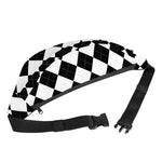 White And Black Argyle Pattern Print Fanny Pack