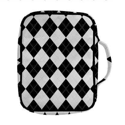White And Black Argyle Pattern Print Front Pocket Bible Bag