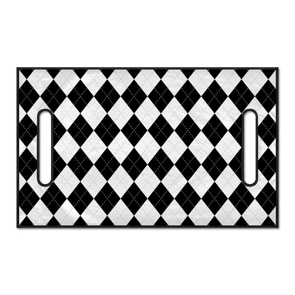White And Black Argyle Pattern Print Golf Cart Seat Cover