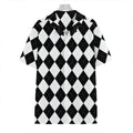 White And Black Argyle Pattern Print Hawaiian Shirt