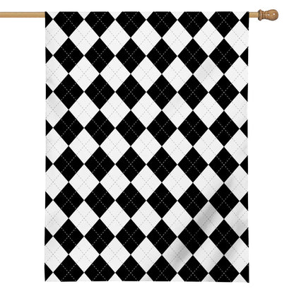 White And Black Argyle Pattern Print House Flag