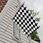 White And Black Argyle Pattern Print House Flag