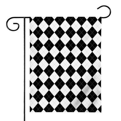 White And Black Argyle Pattern Print House Flag