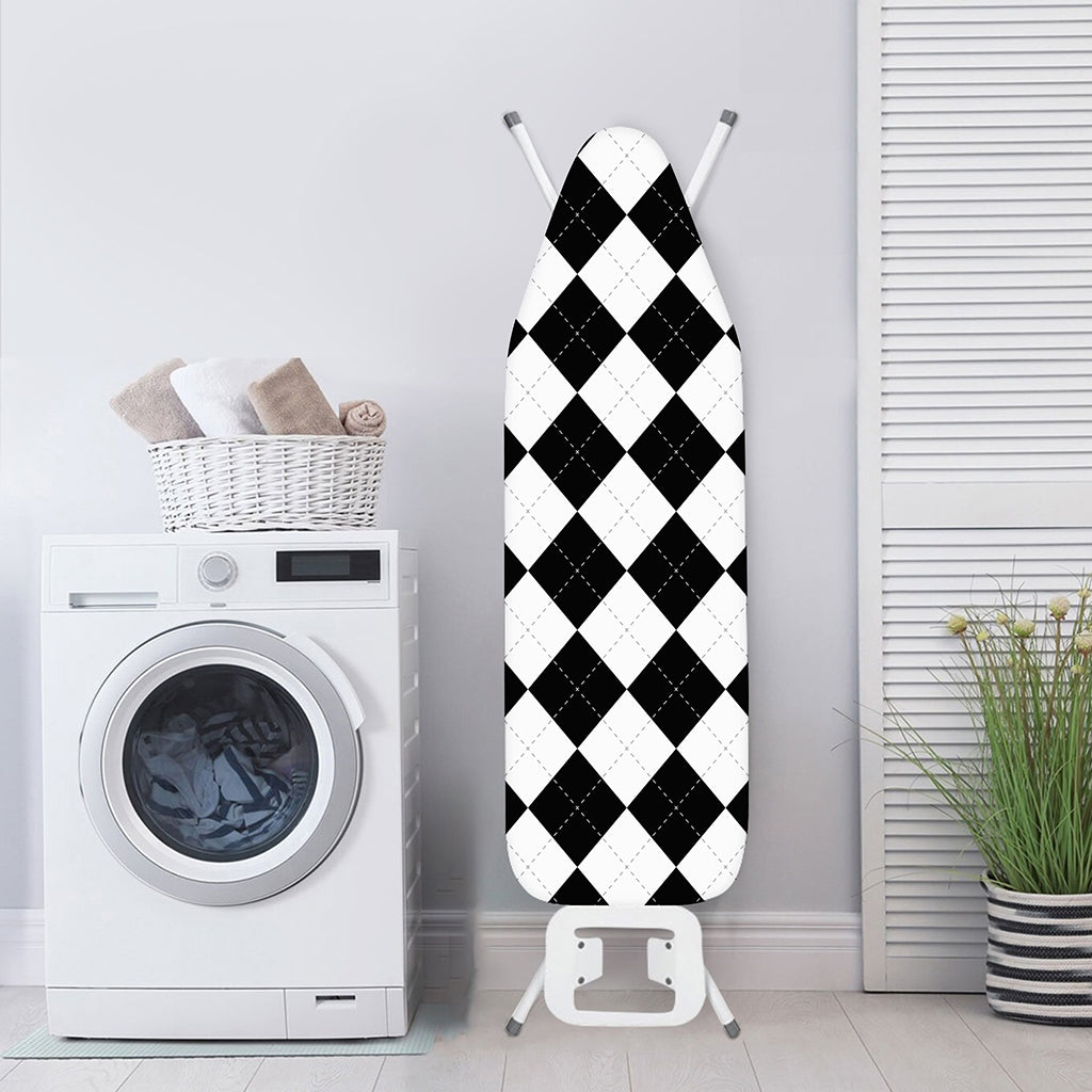 White And Black Argyle Pattern Print Ironing Board Cover