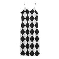 White And Black Argyle Pattern Print Jersey Midi Cami Dress