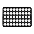 White And Black Argyle Pattern Print Kitchen Mat