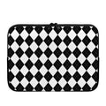 White And Black Argyle Pattern Print Laptop Sleeve