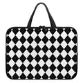 White And Black Argyle Pattern Print Laptop Sleeve With Handle
