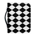 White And Black Argyle Pattern Print Leather Bible Cover