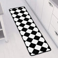 White And Black Argyle Pattern Print Long Kitchen Mat