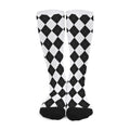 White And Black Argyle Pattern Print Long Socks