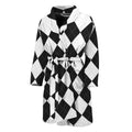 White And Black Argyle Pattern Print Men's Bathrobe