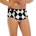 White And Black Argyle Pattern Print Men's Briefs