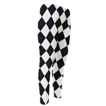 White And Black Argyle Pattern Print Men's Compression Pants