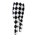 White And Black Argyle Pattern Print Men's Compression Pants