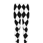 White And Black Argyle Pattern Print Men's leggings