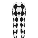 White And Black Argyle Pattern Print Men's leggings