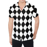 White And Black Argyle Pattern Print Men's Shirt