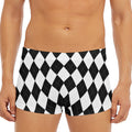 White And Black Argyle Pattern Print Men's Short Boxer Briefs