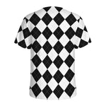White And Black Argyle Pattern Print Men's Sports T-Shirt