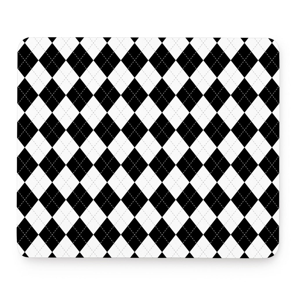 White And Black Argyle Pattern Print Mouse Pad