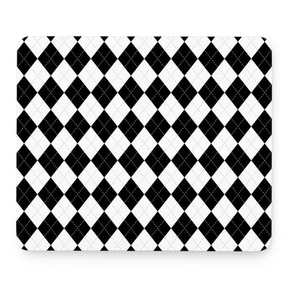 White And Black Argyle Pattern Print Mouse Pad