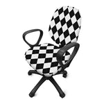 White And Black Argyle Pattern Print Office Chair Cover