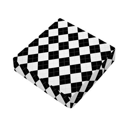 White And Black Argyle Pattern Print Outdoor Seat Cushion Cover