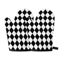 White And Black Argyle Pattern Print Oven Mitts