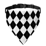 White And Black Argyle Pattern Print Over The Collar Dog Bandana