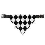 White And Black Argyle Pattern Print Over The Collar Dog Bandana