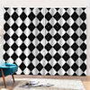 White And Black Argyle Pattern Print Pencil Pleat Curtains