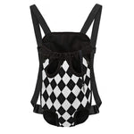 White And Black Argyle Pattern Print Pet Carrier Backpack