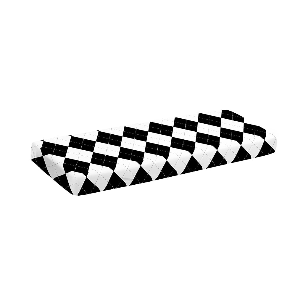 White And Black Argyle Pattern Print Piano Keyboard Cover