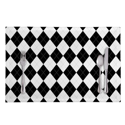 White And Black Argyle Pattern Print Placemat