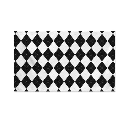 White And Black Argyle Pattern Print Polyester Flag