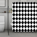 White And Black Argyle Pattern Print Polyester Shower Curtain