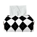 White And Black Argyle Pattern Print Rectangle Tissue Box Cover