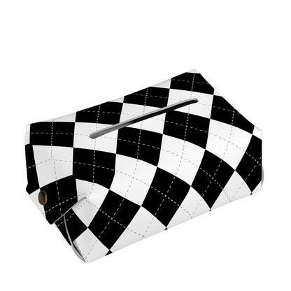 White And Black Argyle Pattern Print Rectangle Tissue Box Cover