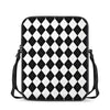 White And Black Argyle Pattern Print Rectangular Crossbody Bag