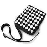 White And Black Argyle Pattern Print Rectangular Crossbody Bag