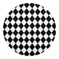 White And Black Argyle Pattern Print Round Blanket