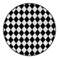 White And Black Argyle Pattern Print Round Floor Mat